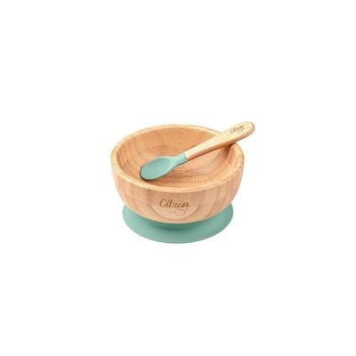 Skip Hop Citron Organic Bamboo Bowl 300ml Suction + Spoon Pastel Green