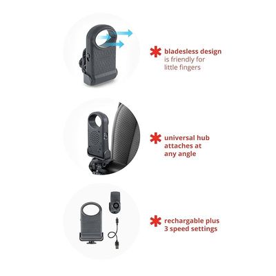 Skip Hop Bladeless Portable Stroller Fan, Adjustable 3 Speeds, Stroll &amp; Connect, Grey