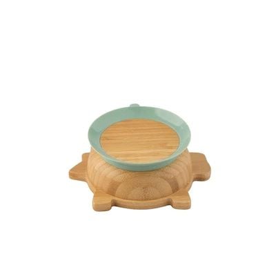 Skip Hop Citron Organic Bamboo Bowl 250ml Suction + Spoon Dino Green