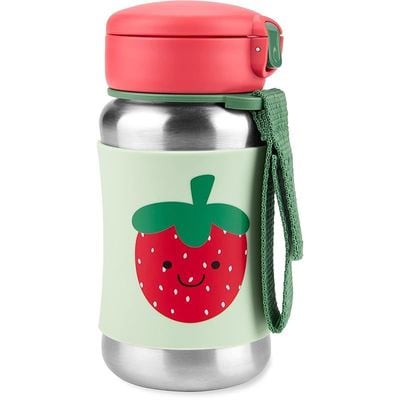 Skip Hop Toddler Sippy Cup with Straw, Sparks Stainless Steel Straw Bottle, Strawberry