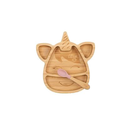 Skip Hop Citron Organic Bamboo Plate + Spoon Unicorn Blush Pink