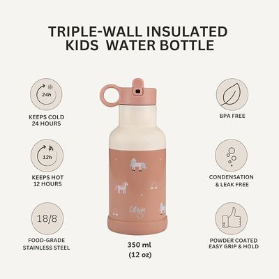 Skip Hop Citron- Vacuum Insulated Stainless Steel Water Bottle for Kids - 350ml Unicorn-Blush Pink