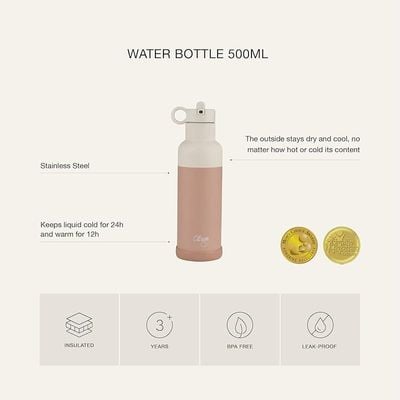 Skip Hop Citron- Vacuum Insulated Stainless Steel Water Bottle 500ml- Blush Pink