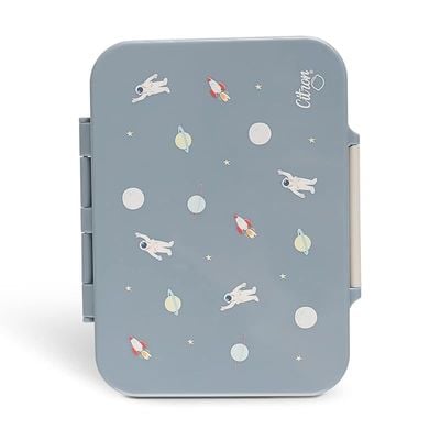 Skip Hop Citron Citron- Tritan Lunch Box With 4 Compartments for Kids - Includes 1 Sauce Container | Leak-Proof and BPA Free Lunch Box for Kids- Spaceship-Dusty Blue