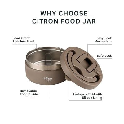 Skip Hop Citron Citron- Vacuum Insulated Food Jar for Kids &amp; Adults | BPA Free Food Thermos | Travel Hot Food Container- 400 ml Brown