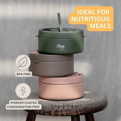 Skip Hop Citron Citron- Vacuum Insulated Food Jar for Kids &amp; Adults | BPA Free Food Thermos | Travel Hot Food Container- 400 ml Brown