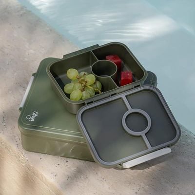 Skip Hop Citron- Tritan Snackbox with 3 Compartments for Kids | Leak-Proof and BPA Free- Green