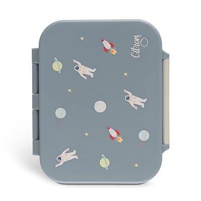 Skip Hop Citron- Tritan Snackbox with 3 Compartments for Kids | Leak-Proof and BPA Free- Spaceship Dusty Blue