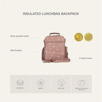 Skip Hop Citron- Insulated Lunch Bag Backpack for Kids School | Non-Toxic Material | Reusable Lunch Bag - Lemon