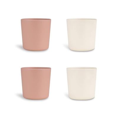 Skip Hop Citron- Unbreakable Cups Set of 4 | 100% Organic | Reusable, Biodegradable, Environment friendly, &amp; Unbreakable- Pink/Cream