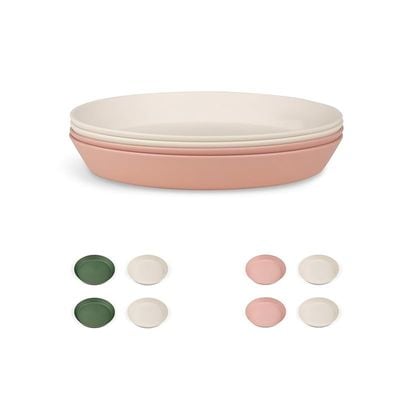 Skip Hop Citron- Unbreakable Plates Set of 4 | 100% Organic | Reusable, Biodegradable, Environment friendly, &amp; Unbreakable- Pink/Cream