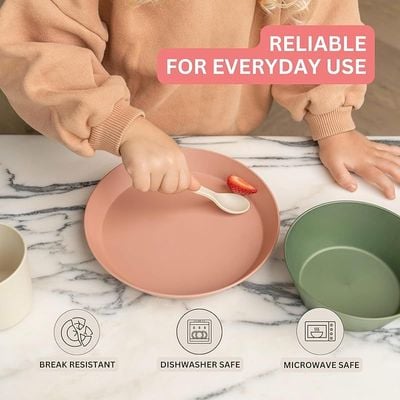 Skip Hop Citron- Unbreakable Plates Set of 4 | 100% Organic | Reusable, Biodegradable, Environment friendly, &amp; Unbreakable- Pink/Cream