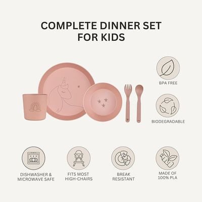 Skip Hop Citron- Unbreakable Tableware Set | 100% Organic | Reusable, Biodegradable, Environment friendly, &amp; Unbreakable- Unicorn Blush Pink