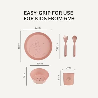 Skip Hop Citron- Unbreakable Tableware Set | 100% Organic | Reusable, Biodegradable, Environment friendly, &amp; Unbreakable- Unicorn Blush Pink