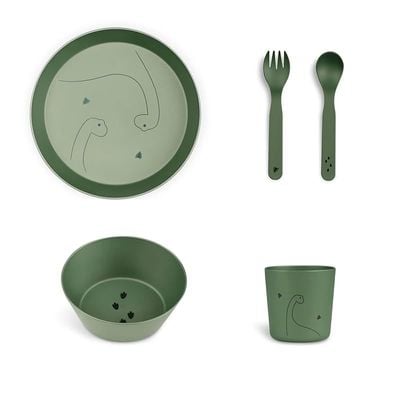 Skip Hop Citron- Unbreakable Tableware Set | 100% Organic | Reusable, Biodegradable, Environment friendly, &amp; Unbreakable- Dino Green