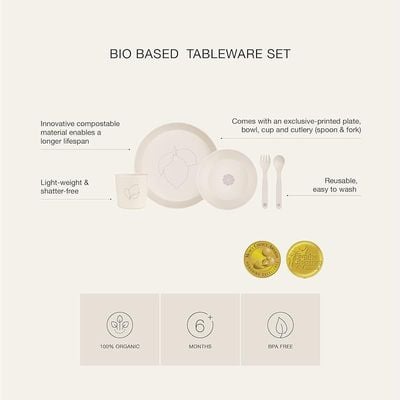 Skip Hop Citron- Unbreakable Tableware Set | 100% Organic | Reusable, Biodegradable, Environment friendly, &amp; Unbreakable- Dino Green