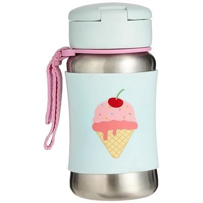 Skip Hop Toddler Sippy Cup with Straw, Sparks Stainless Steel Straw Bottle, Ice Cream