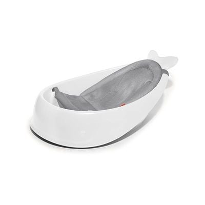 Skip Hop Bath Tub - Moby Smart Sling 3-Stage Tub, PVC-Free, Phthalate-Free, Non Slip Bath Tub for New Born with Drain Plug (Birth to 11Kg, White Color)