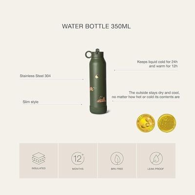 Skip Hop Citron Water Bottle - Vacuum Insulated Stainless Steel Water Bottle 500ml - Brick