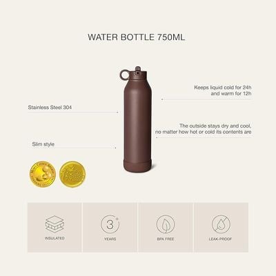 Skip Hop Citron Water Bottle - Vacuum Insulated Stainless Steel Water Bottle 750ml - Plum