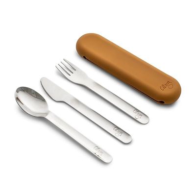 Skip Hop Citron- Stainless Steel Cutlery Set with Pouch Blush Pink - Eco-Friendly Utensils for On-the-Go Dining