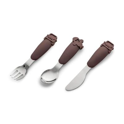 Skip Hop Citron- Silicone Cutlery Set with Pouch Vehicles - Eco-Friendly Utensils for On-the-Go Dining