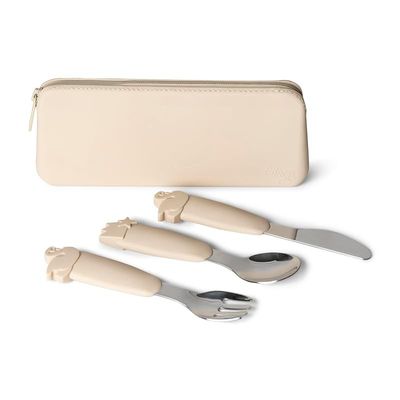 Skip Hop Citron- Silicone Cutlery Set with Pouch Ballerina - Eco-Friendly Utensils for On-the-Go Dining