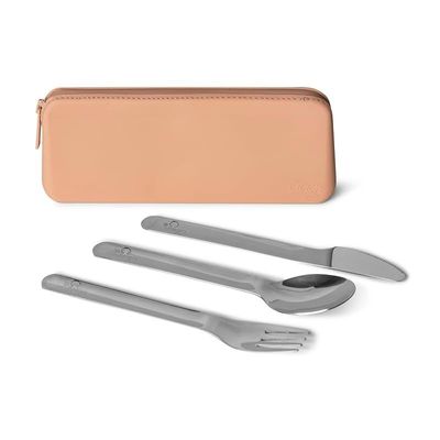 Skip Hop Citron- Stainless Steel Cutlery Set with Pouch Blush Pink - Eco-Friendly Utensils for On-the-Go Dining