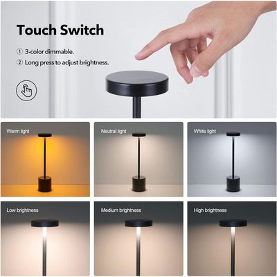 Touch Sensor Table Lamp 6000mAh Battery Operated Black