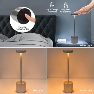 Touch Sensor Table Lamp 6000mAh Battery Operated Silver