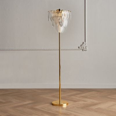 Vintage Charm Feather Crystal Floor Lamp