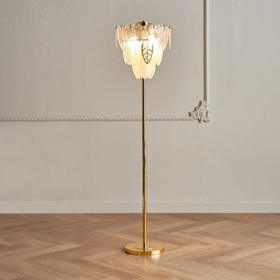 Vintage Charm Feather Crystal Floor Lamp
