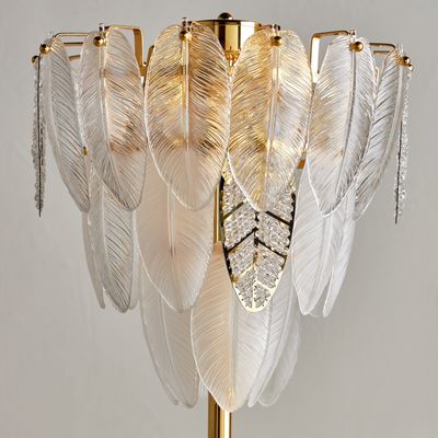 Vintage Charm Feather Crystal Floor Lamp