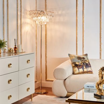 Luminous Ribbon: Gold Floor Lamp