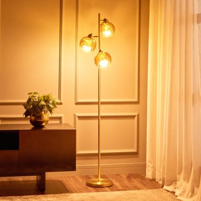 Crystal Glow Glass Floor Lamp