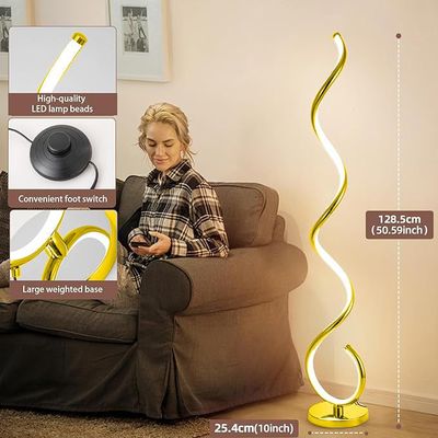 HOCC LED Twisted Style Floor Lamp Gold