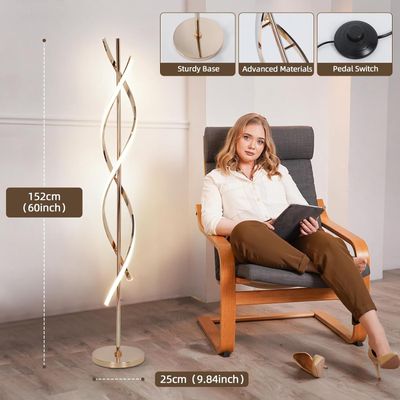 Spiral LED Floor Lamp DNA Style Gold