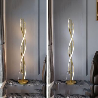 Spiral LED Floor Lamp DNA Style Gold
