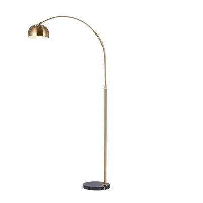 Contemporary Style Metal Arc Lamp With Marble Base