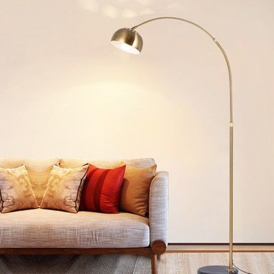 Contemporary Style Metal Arc Lamp With Marble Base