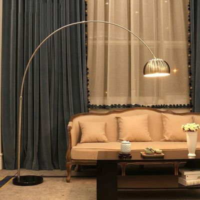 Contemporary Style Metal Arc Lamp With Marble Base