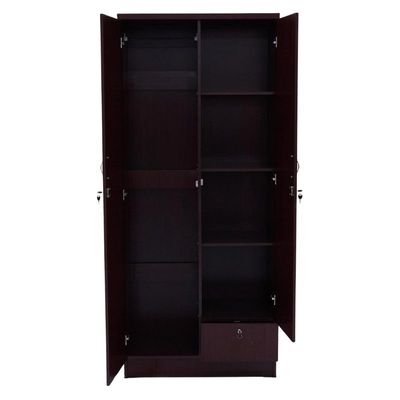 Two Door Wooden Wardrobe/Storage/Cabinet,2 Door Wooden Wardrobe/Storage/CabinetWith One Lockable Drawer,One Side Clothes Hanger And Other Side Four Shelves Mohagany