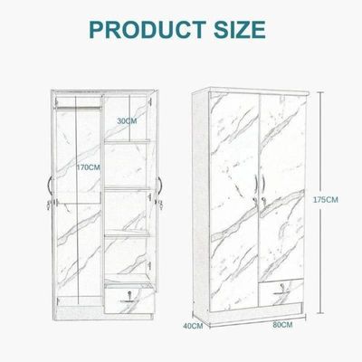 Two Door Wooden Wardrobe/Storage/Cabinet,2 Door Wooden Wardrobe/Storage/CabinetWith One Lockable Drawer,One Side Clothes Hanger And Other Side Four Shelves Mohagany