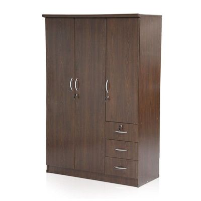 3 Door Wardrobe, Cabinet for Bedroom with Shelves and Hanging Space 3 Drawers | 3 Door Wardrobe, Cabinet for Clothes  | Engineered Wooden Cupboard Dirty Oak