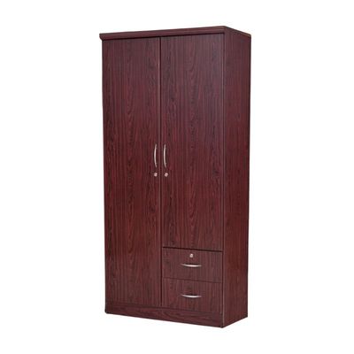 Two Door Wooden Wardrobe/Storage/Cabinet,2 Door Wooden Wardrobe/Storage/Cabinet With 2 Drawer, One Side Clothes Hanger And Other Side Four Shelves Mohagany