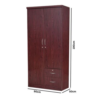 Two Door Wooden Wardrobe/Storage/Cabinet,2 Door Wooden Wardrobe/Storage/Cabinet With 2 Drawer, One Side Clothes Hanger And Other Side Four Shelves Mohagany