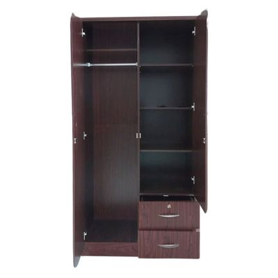 Two Door Wooden Wardrobe/Storage/Cabinet,2 Door Wooden Wardrobe/Storage/Cabinet With 2 Drawer, One Side Clothes Hanger And Other Side Four Shelves Mohagany