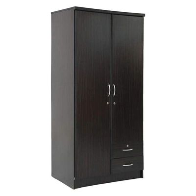 Two Door Wooden Wardrobe/Storage/Cabinet,2 Door Wooden Wardrobe/Storage/Cabinet With 2 Drawer, One Side Clothes Hanger And Other Side Four Shelves Wenge