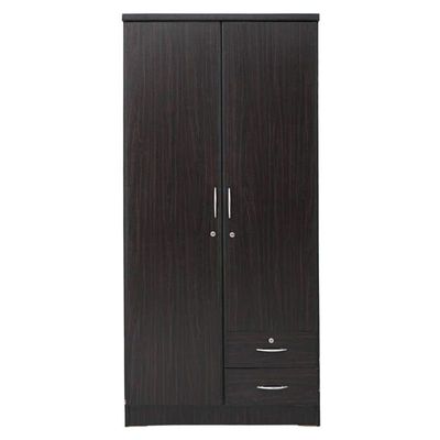 Two Door Wooden Wardrobe/Storage/Cabinet,2 Door Wooden Wardrobe/Storage/Cabinet With 2 Drawer, One Side Clothes Hanger And Other Side Four Shelves Wenge