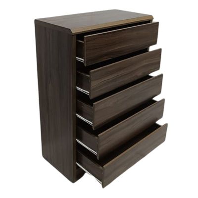 Modern Wooden Chest of Drawer with 5 Drawers Storage Shelf Cabinet for Living Room, Bedroom, Home Office, Entryway Brown